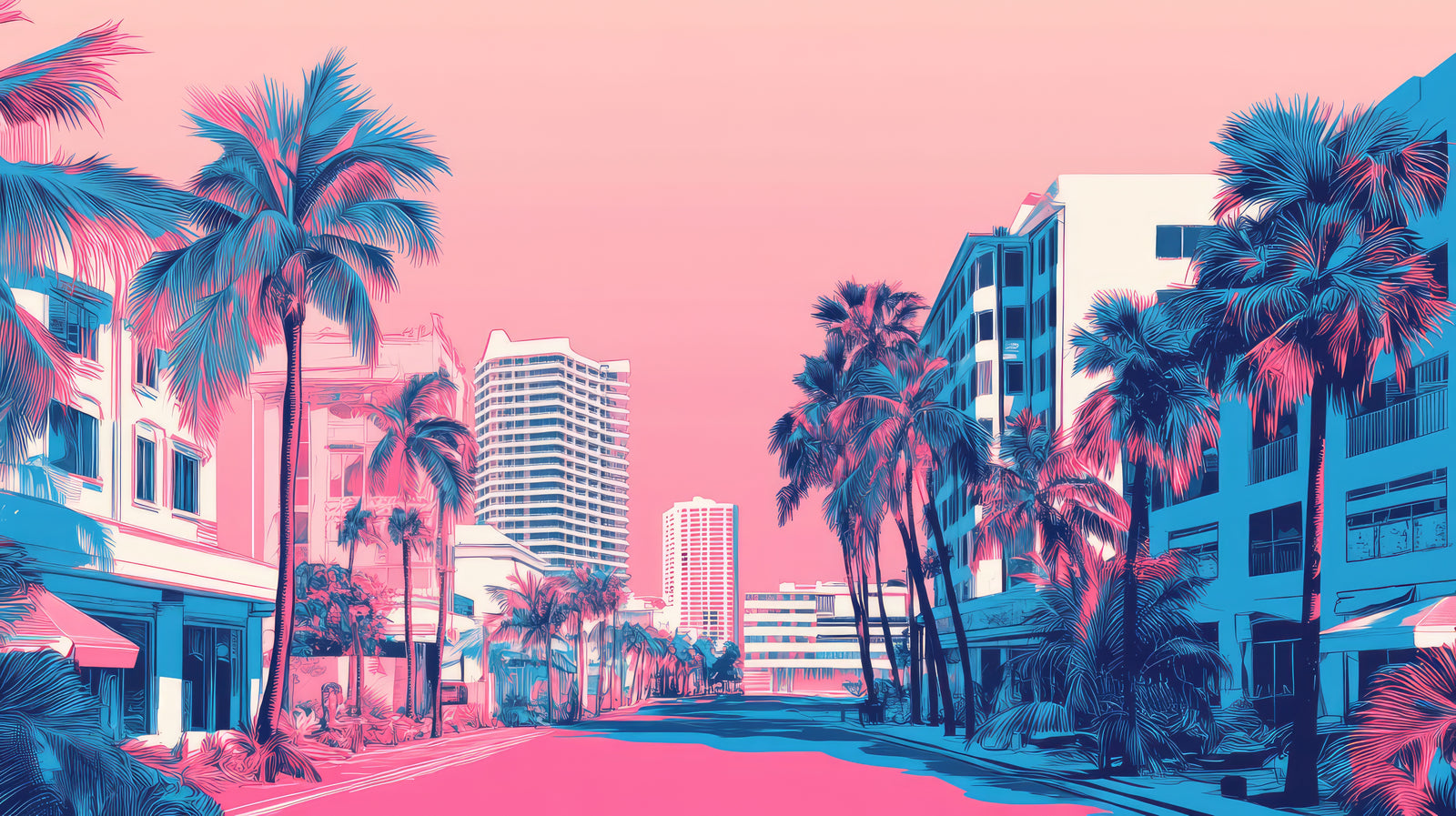 City Wallpaper – Retro Pastel Miami