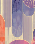 Papier peint géométrique - arches art déco orange et violettes