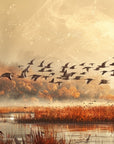 Papier peint animaux - oiseaux migrateurs au coucher du soleil