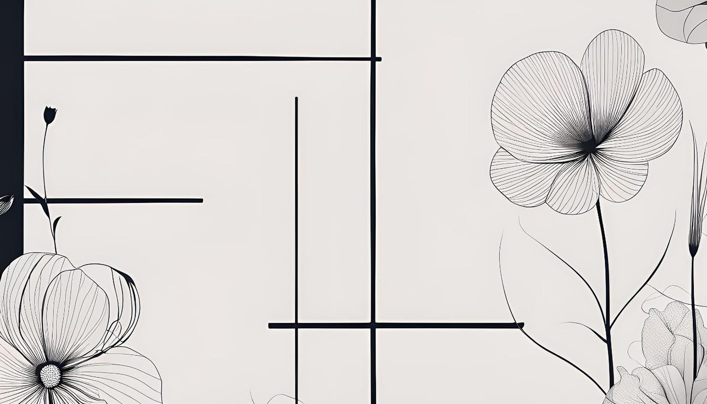 Floral Wallpaper - Minimalist Black and White