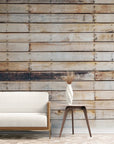 Papier Peint Imitation- Planches De Bois Beige
