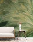 Papier Peint Design- Plumes Vertes