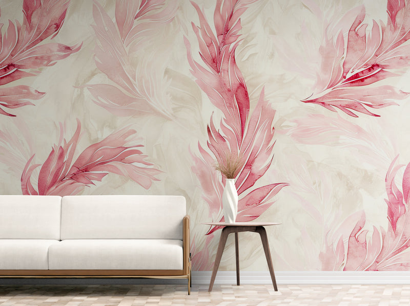 Papier Peint Art & Déco - Plumes Roses
