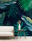 Foliage Wallpaper - Abstract Jungle and Blue Leaves