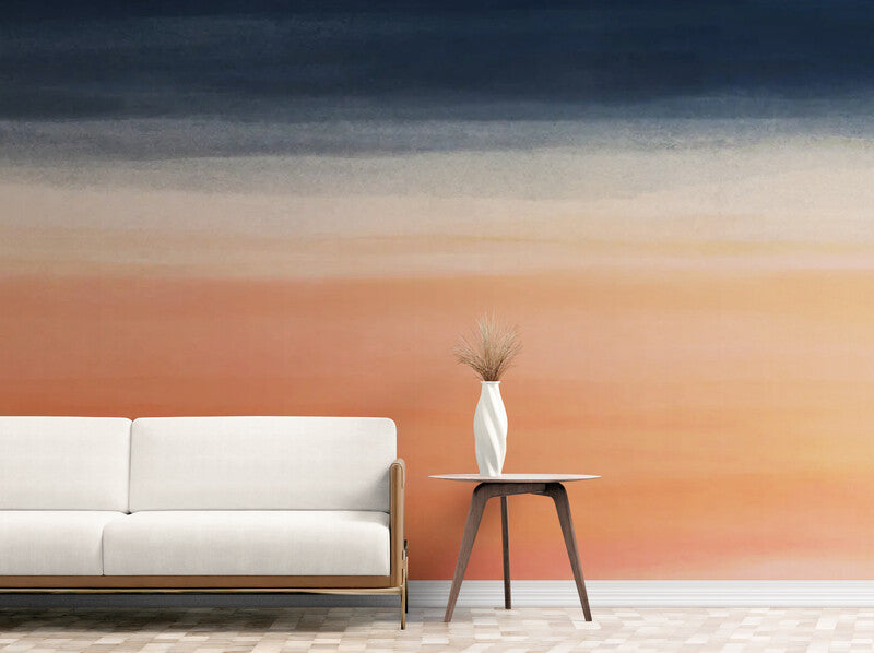 Papier Peint Abstrait - Harmonie Bleue Et Orange
