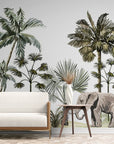 Papier Peint Exotique - Éléphant Et Plantes Tropicales