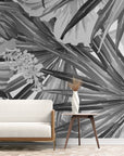 Papier Peint Design - Feuillage Tropical Argenté