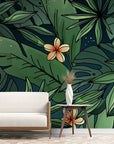 Papier Peint Contemporain - Feuilles Tropicales Modernes
