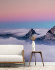 Papier Peint Paysage - Montagnes Et Ciel Rose