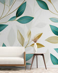 Papier Peint Feuillage - Vert Et Doré