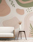 Papier Peint Minimaliste - Terracotta Et Vert