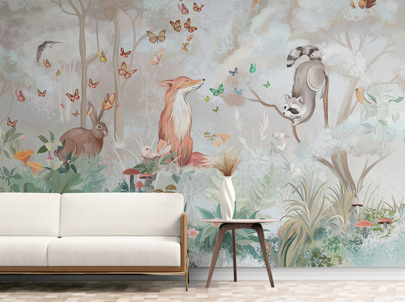 Forest Wallpaper - Enchanted Animals and Butterflies