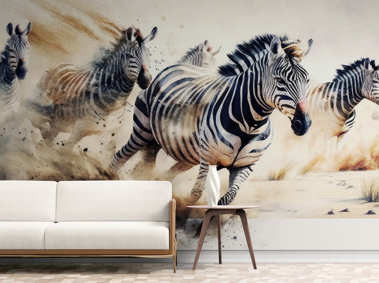 Papier Peint Animaux - Zèbres en Course