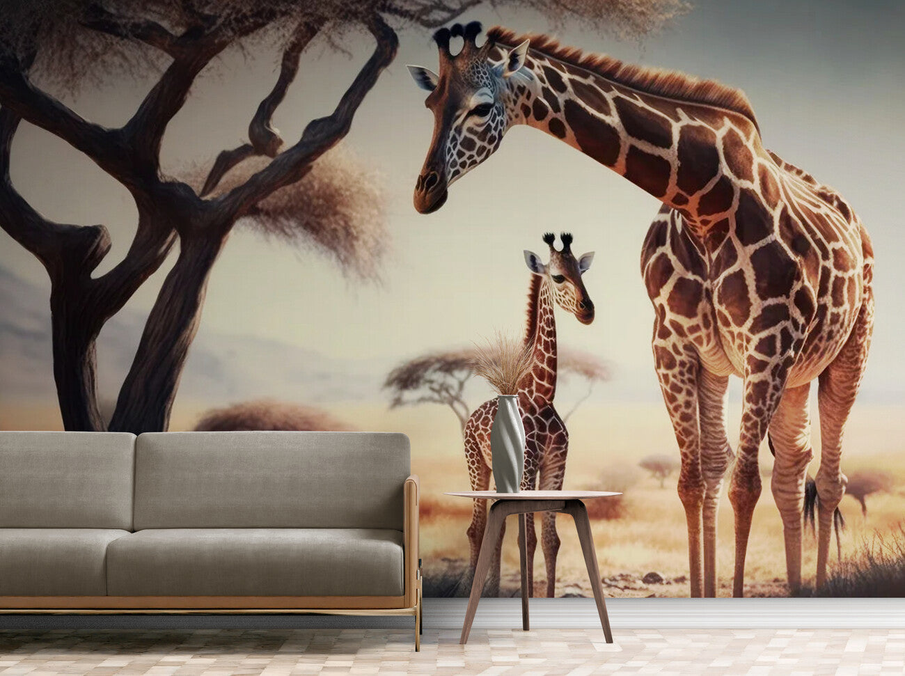Animal Wallpaper - Giraffes under the Acacia