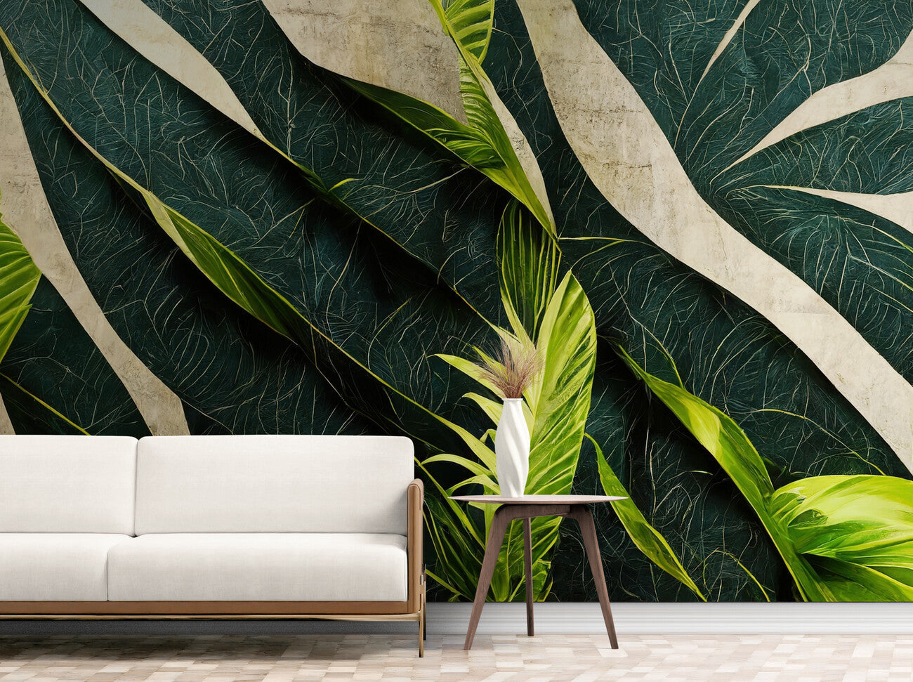 Foliage Wallpaper - Exotic Leaves in Relief
