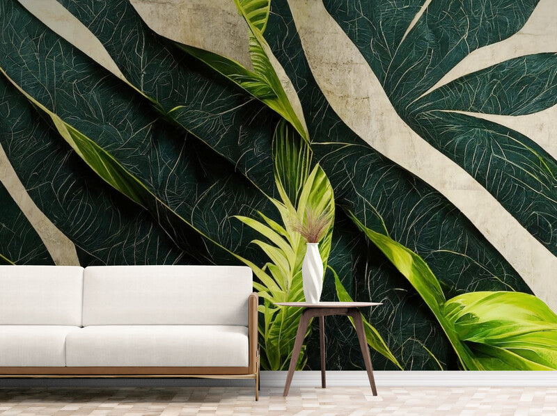 Papier Peint Design - Feuilles De Bananier