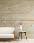 Papier Peint Imitation - Mur De Pierre Beige