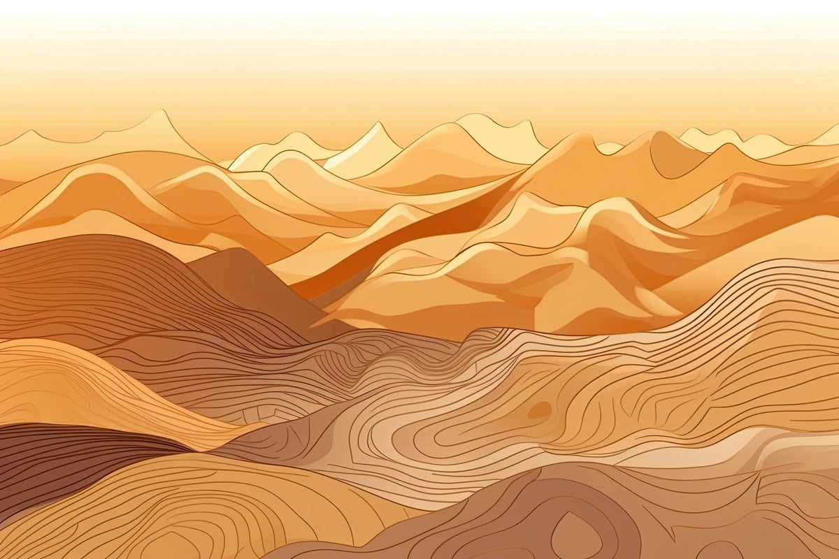 Papier Peint Minimaliste - Montagnes Oranges