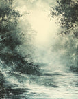 Papier peint cascades - torrent de montagne noir et blanc
