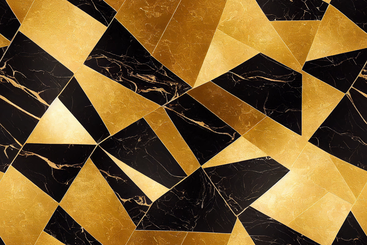 Abstrakte Tapete - Goldener geometrischer Marmor