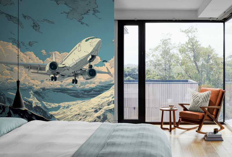 Papier Peint Enfant - Avion Dans Le Ciel