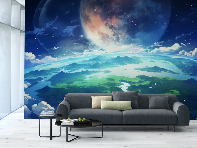 Papier Peint Illustration - Planète Vue De L’espace