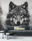 Papier Peint Noir Et Blanc - Loup Sauvage