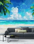 Papier Peint Aquarelle - Plage Paradisiaque