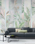 Papier Peint Floral - Rose Et Vert