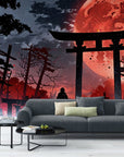 Papier Peint Japonais - Lune Rouge