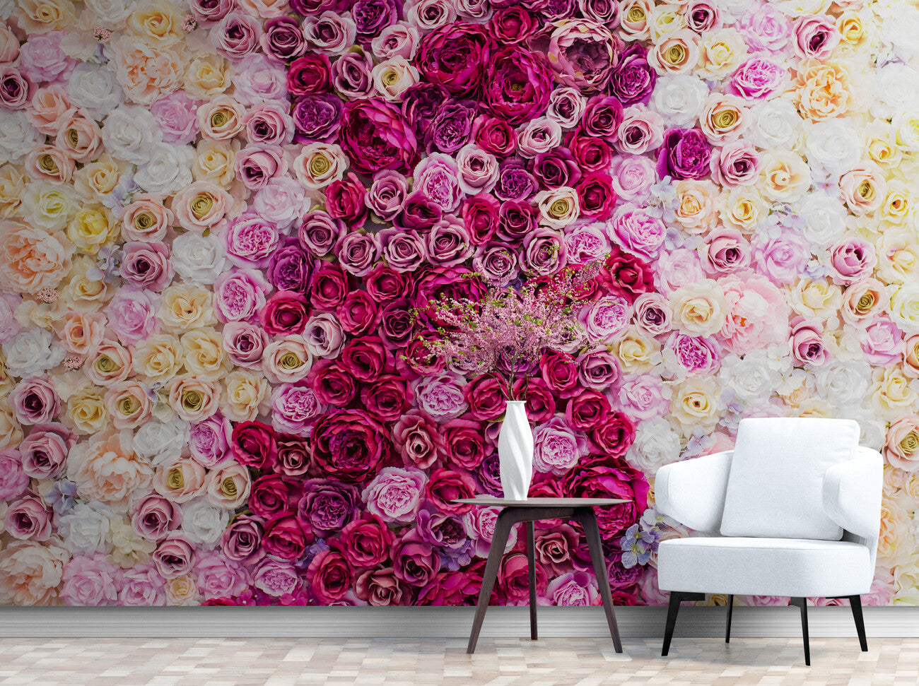 Floral Wallpaper - Faded Rose Wall