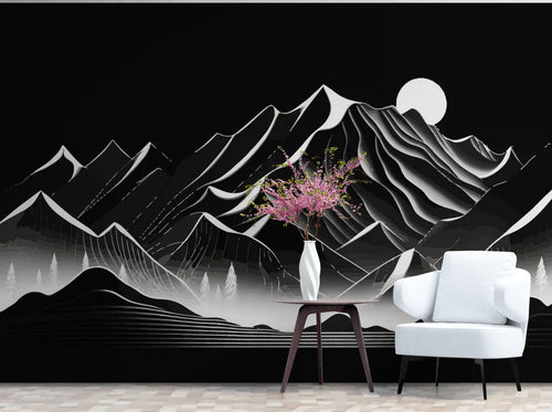 Black and White Wallpaper - Misty Mountains