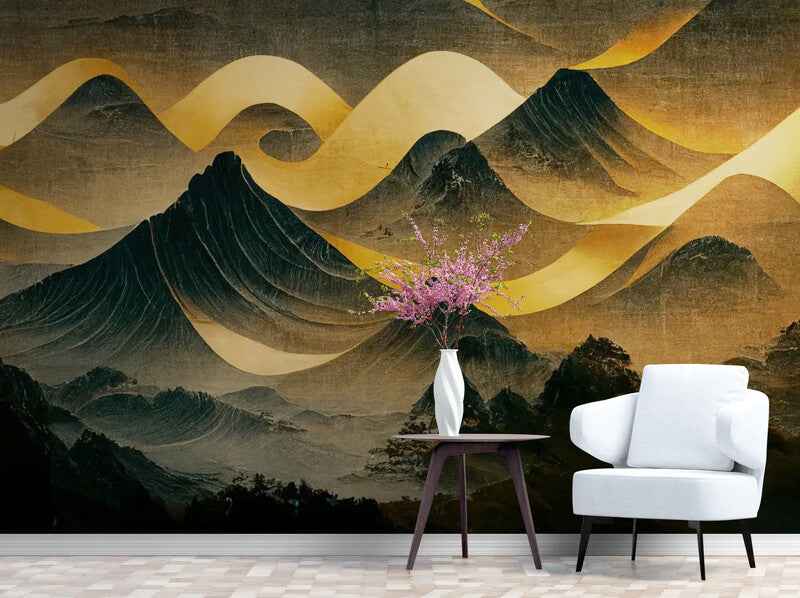 Papier Peint Abstrait - Montagnes Japonaises
