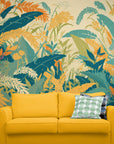 Papier Peint Abstrait - Feuillage Vert Et Orange