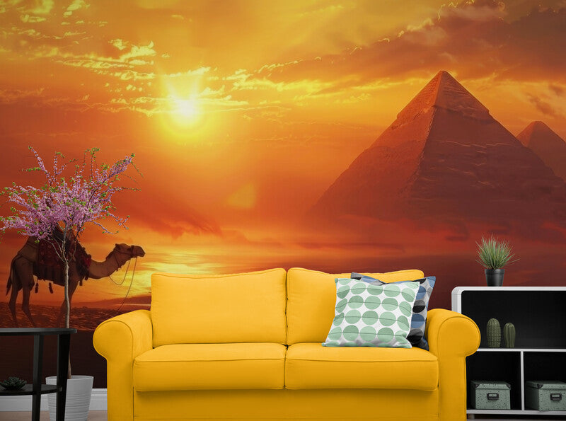 Papier Peint Coucher De Soleil - Pyramide Gizeh