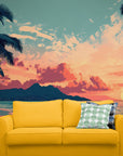 Papier Peint Rétro - Plage Coucher De Soleil