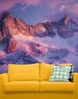 Papier Peint Paysage - Montagne Et Ciel Rose