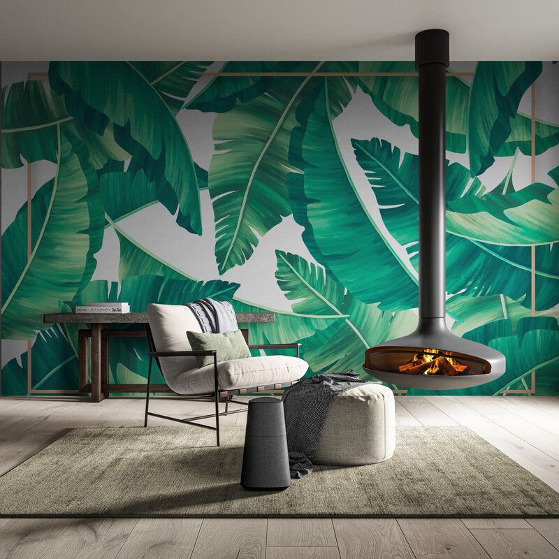 Papier Peint Feuillage - Feuilles de Bananiers en Cadre