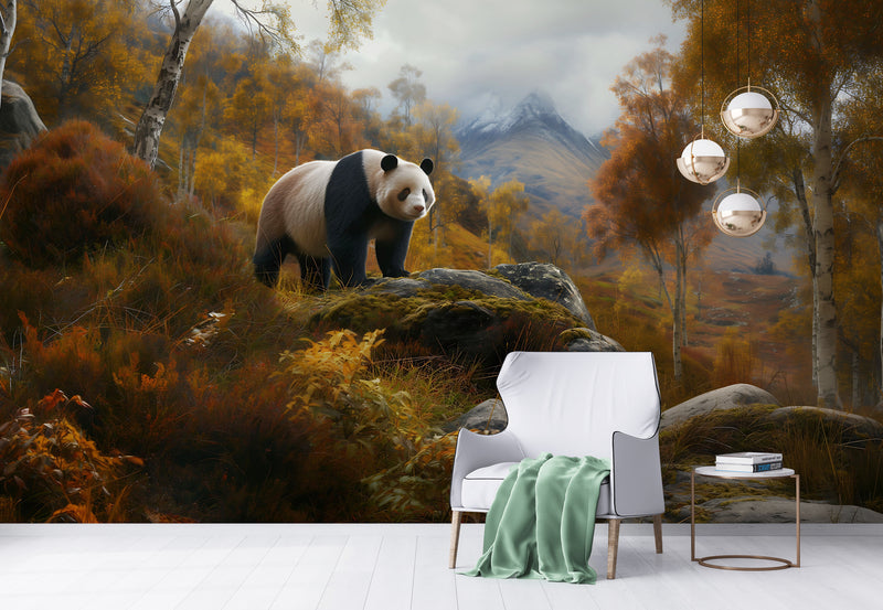 Papier Peint Paysage - Panda Forêt d&#39;Automne