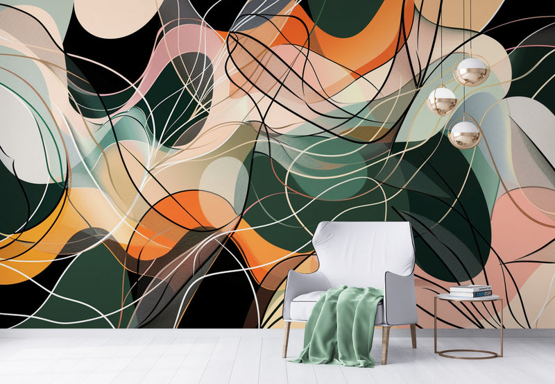 Papier Peint Contemporain - Formes Entrelacées
