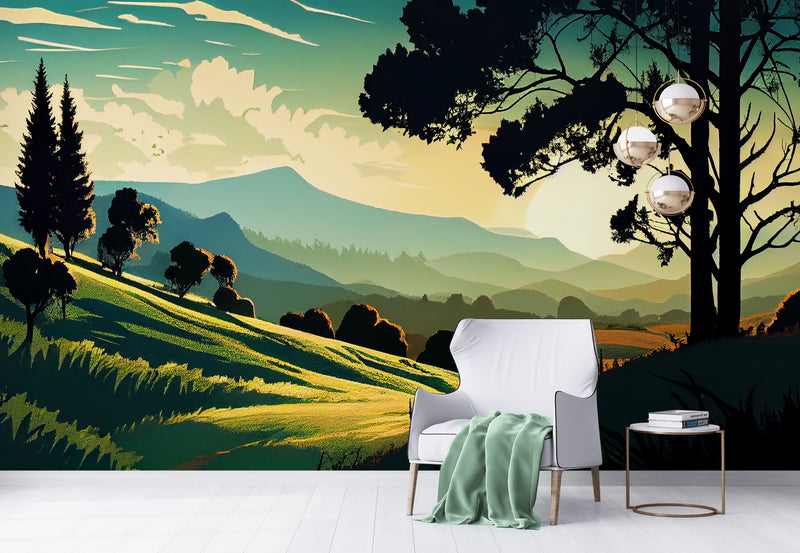 Papier Peint Paysage - Éclat du crépuscule