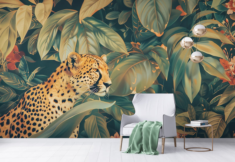 Savannah Wallpaper - Leopard and Lush Foliage
