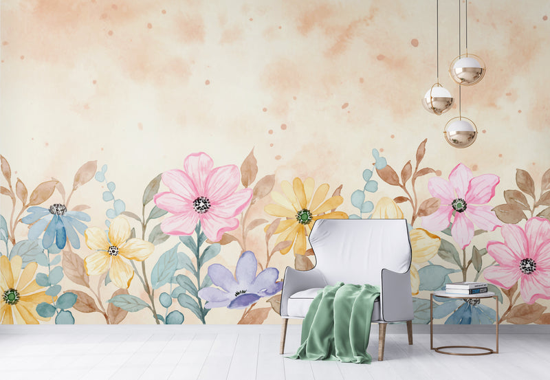 Papier Peint Floral - Aquarelle Délicat