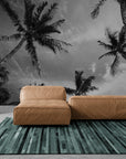 Papier Peint Tropical - Palmiers Jungle Noir Et Blanc