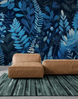Papier Peint Nature - Feuillage Bleu