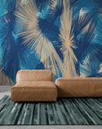 Papier Peint Feuillage - Feuilles De Palmier Bleues
