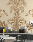 Papier peint baroque - damas classique beige et crème
