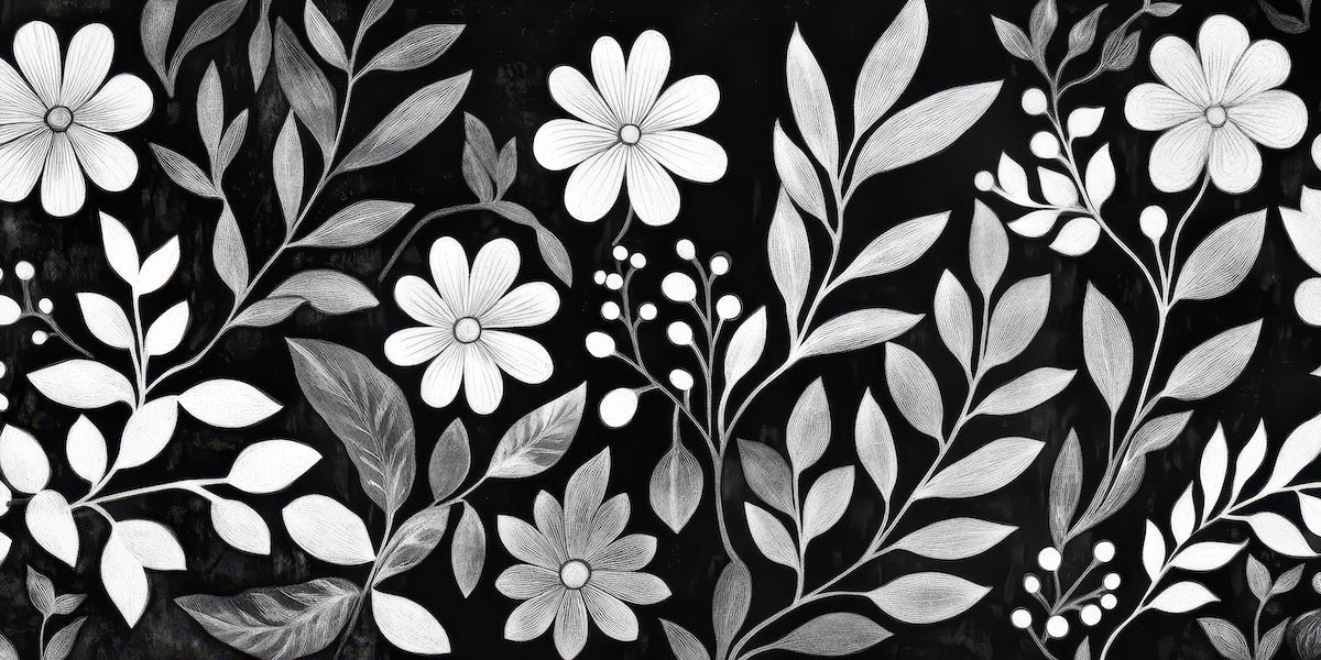 Papier peint fleuri - parterre de marguerites rétro