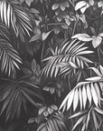 Papier peint nature - feuillage tropical en noir et blanc