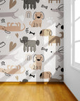 Papier Peint Enfant - Chiens ludiques et joyeux